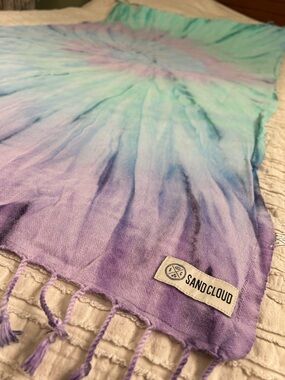 Sand Cloud Tie-Dye Beach Towel - Pastel Purple, Blue & Mint - LUNA